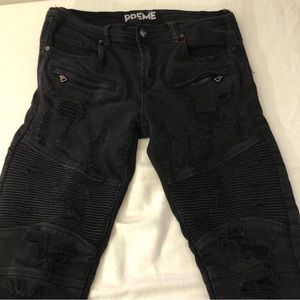 Preme Distressed Skinny Stretch Black Jeans